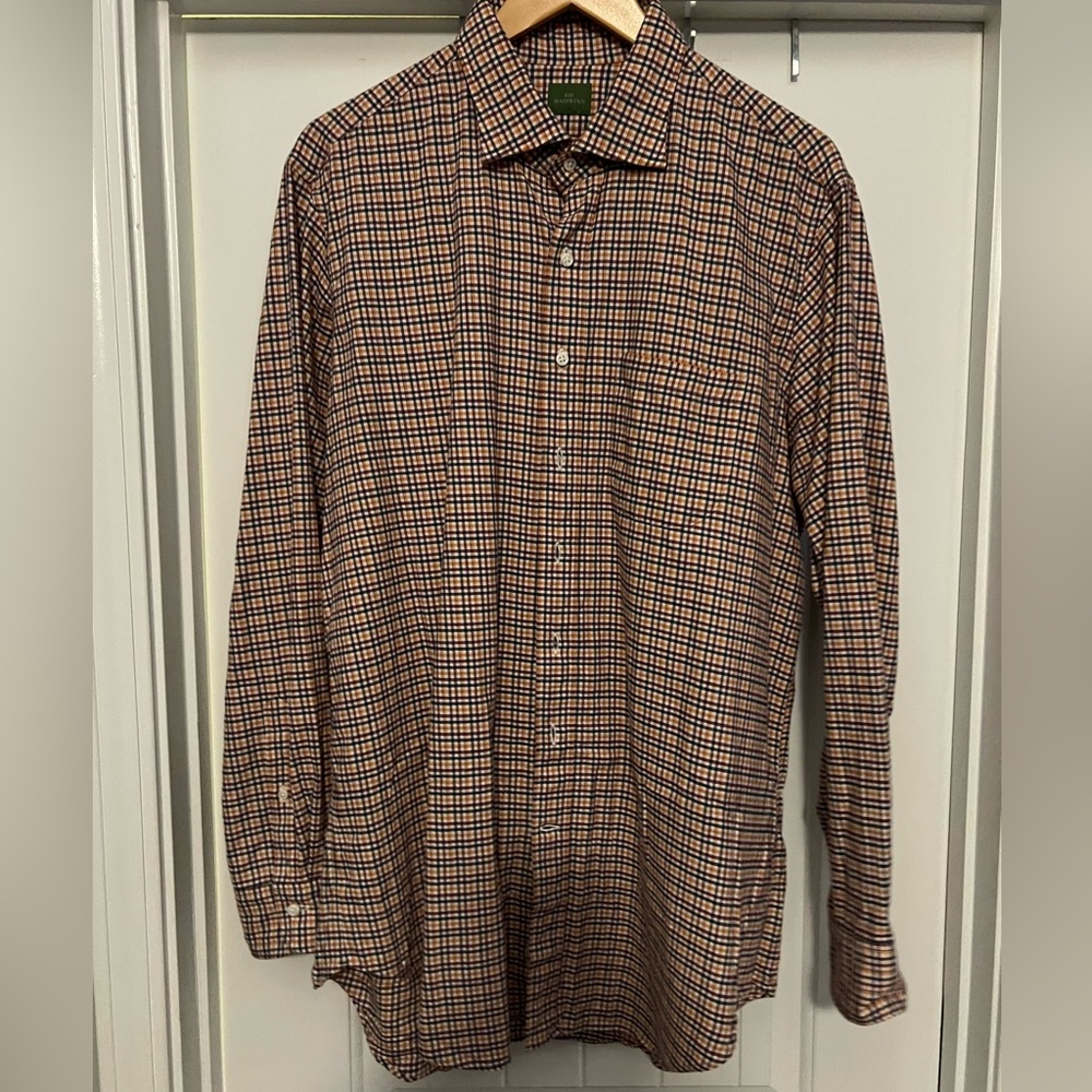 EUC Sid Mashburn button up shirt Large orange/blue/magenta check